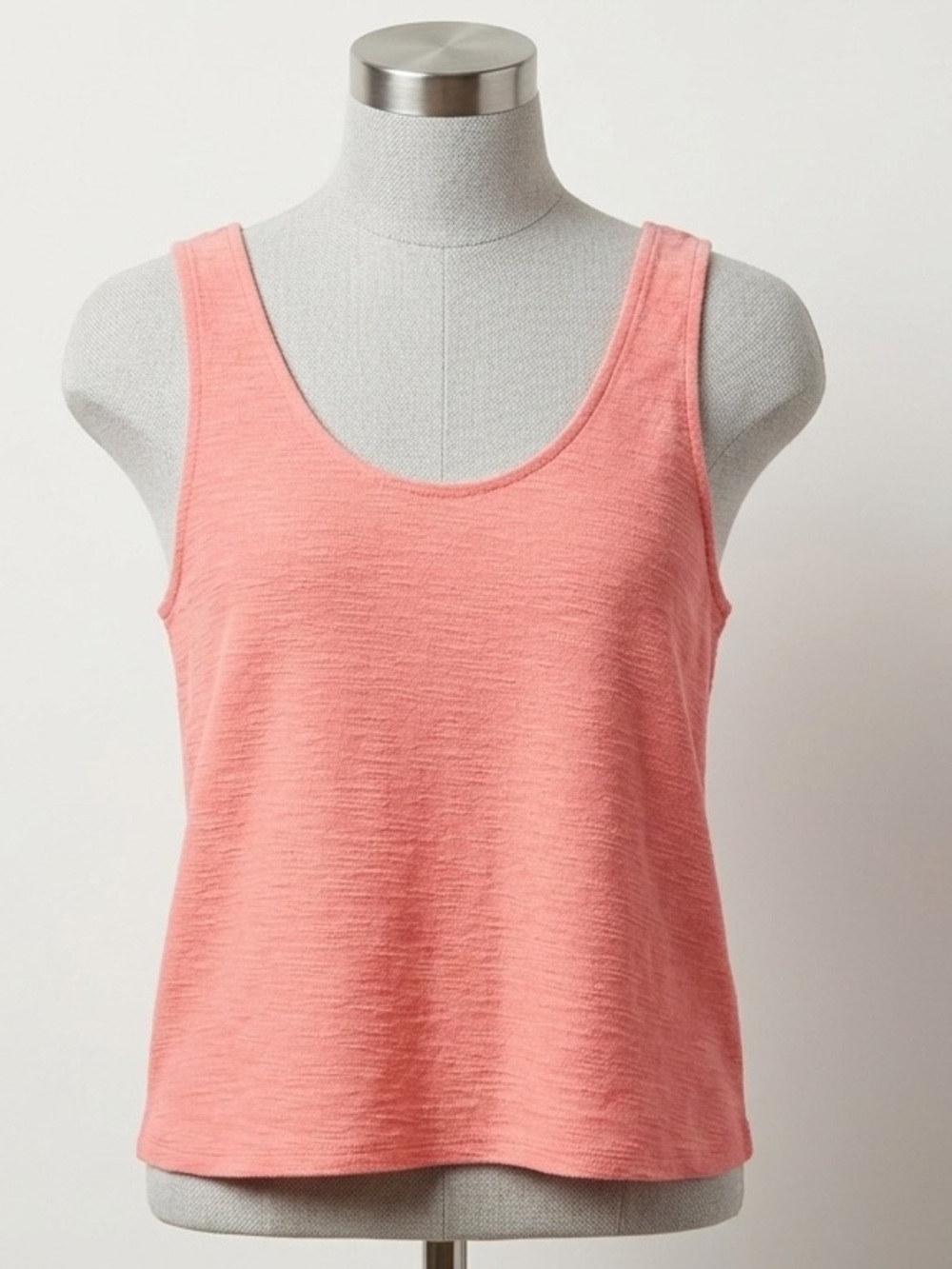 Old Navy Textured Slub Knit Tank Top Coral Pink Salmon Scoop Neck Size Medium